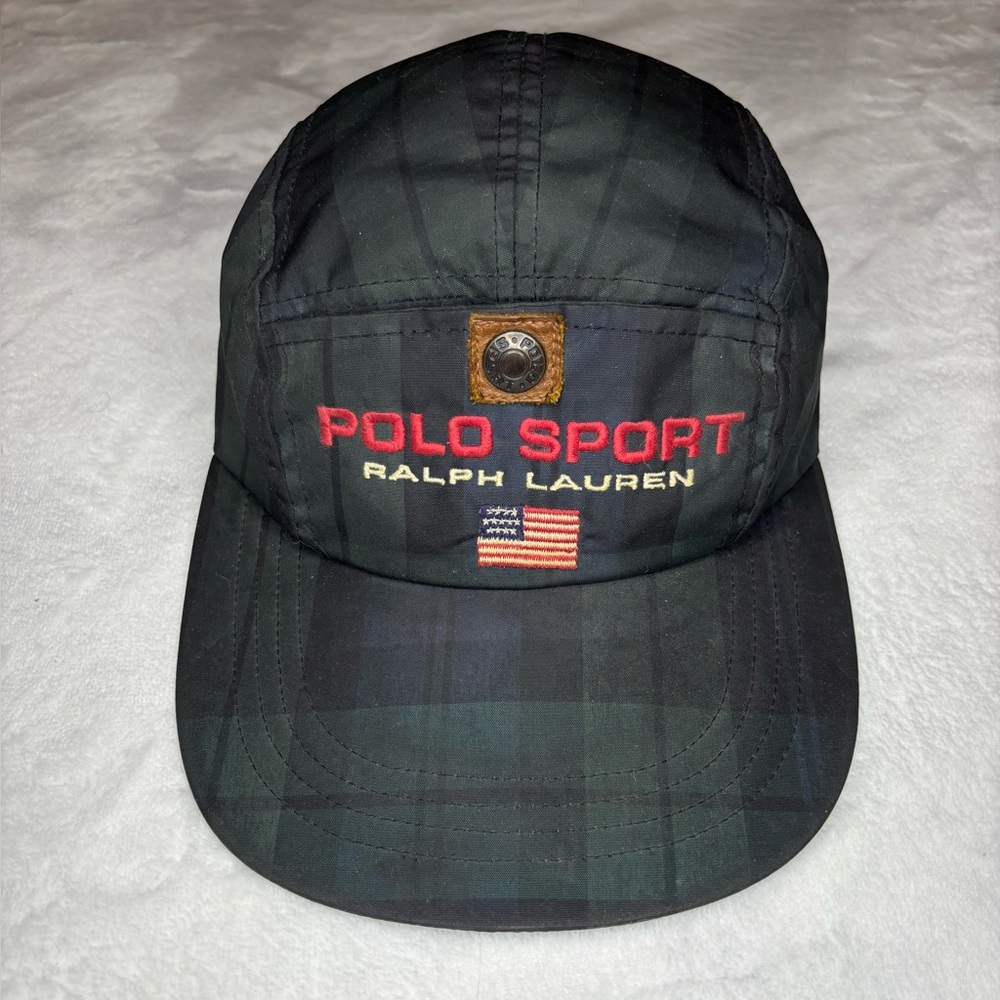 GRAIL Rare Polo Ralph Lauren Fitted 5 Panel S/M Polyester Polo Sport Hat USA 92